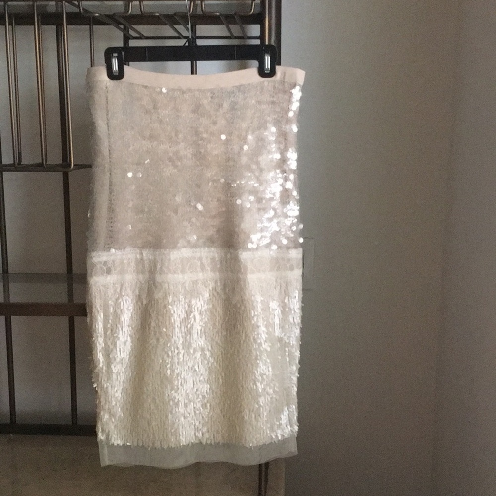 White and cream sequin skirt